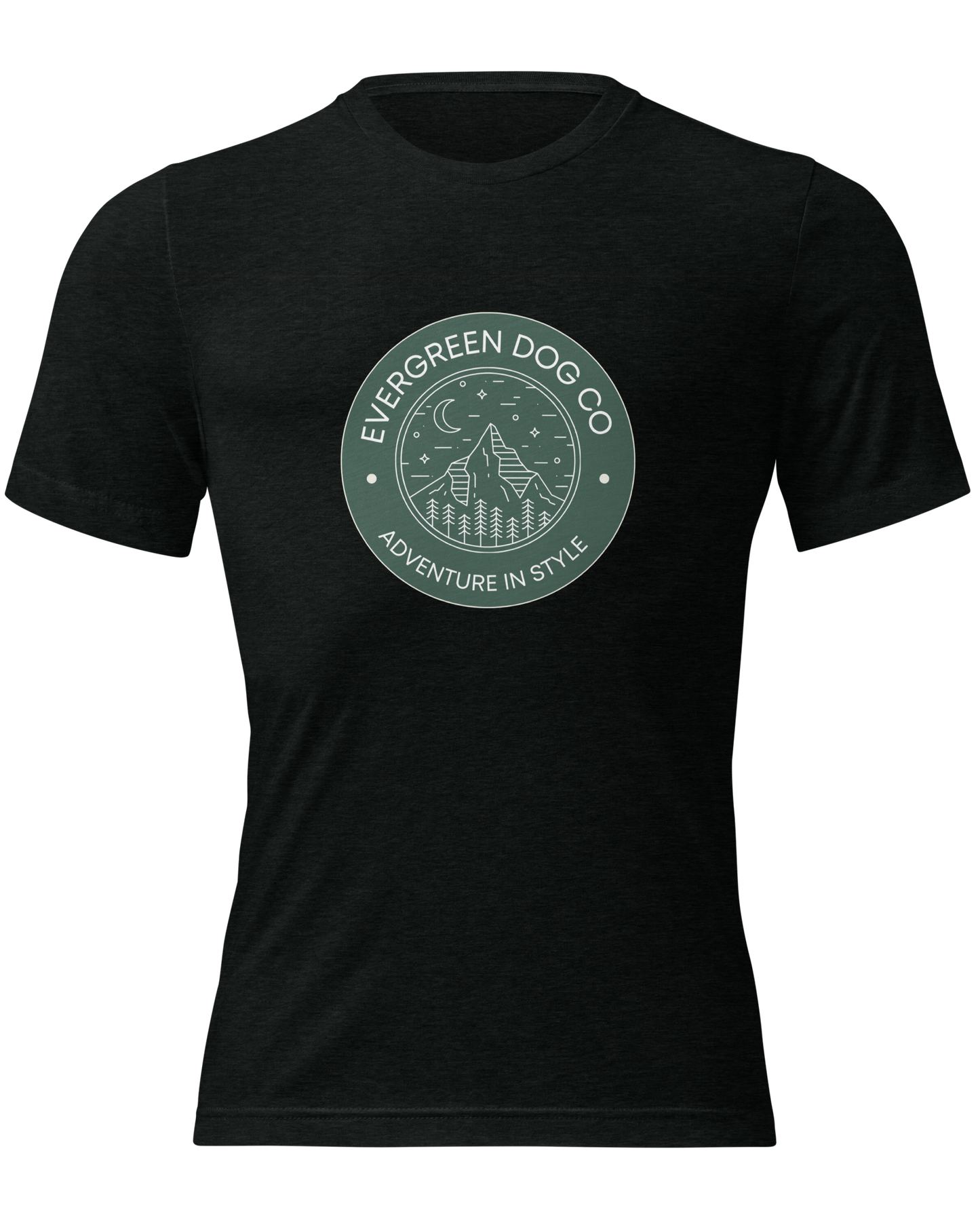 A classic Evergreen Dog Co T-Shirt with a transparent background.