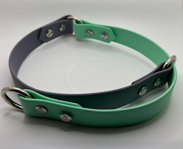 Two-Tone BioThane Slip Collar, Seafoam green and stormy grey