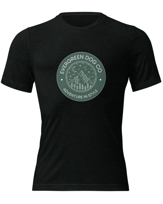 A classic Evergreen Dog Co T-Shirt with a transparent background.